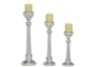 Silver Glass Candle Holder Set Of 3 - Signature
