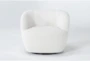 Billie White Boucle 35" Swivel Barrel Accent Chair