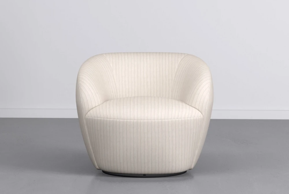 Billie Boucle 35" Ivory Swivel Accent Chair