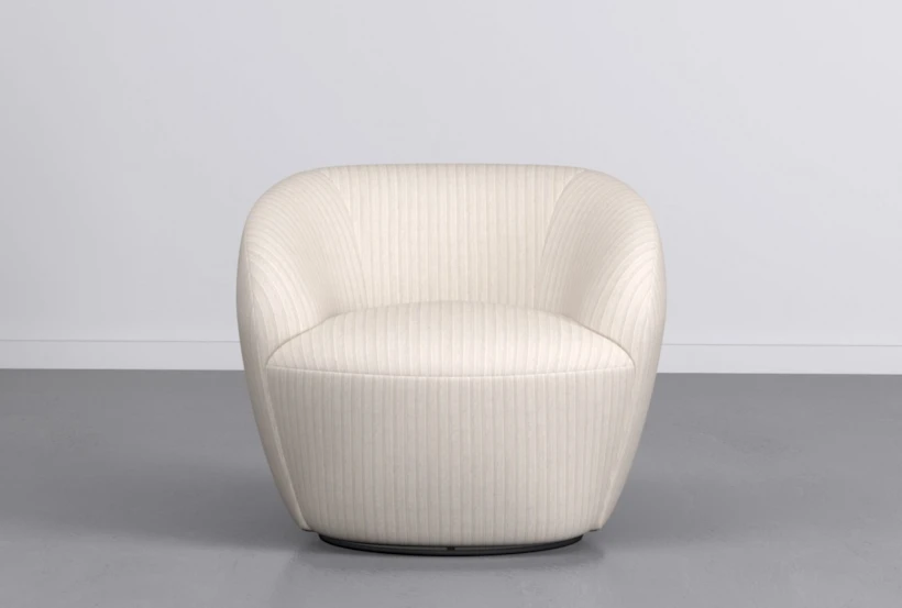 Billie Boucle 35" Ivory Swivel Accent Chair - 360