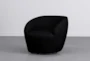 Billie Boucle 35" Black Swivel Accent Chair - Side
