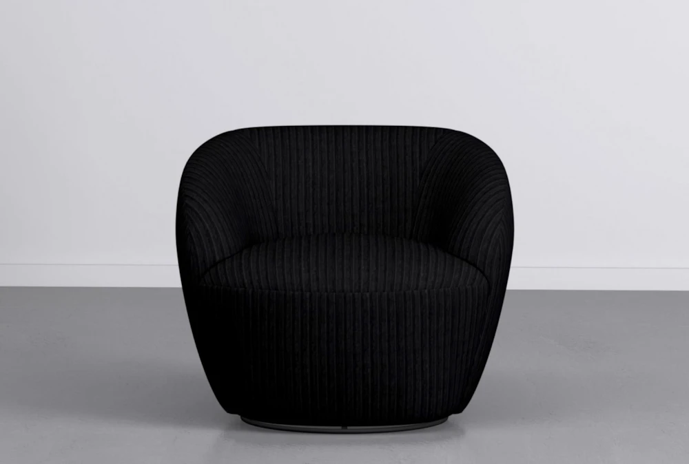 Billie Boucle 35" Black Swivel Accent Chair