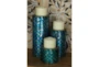 Turquoise Iron Candle Holder Set Of 3 - Room