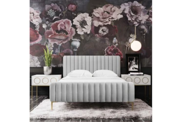 Lisette Grey Velvet Queen Bed