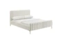 Lisette Cream King Velvet Upholstered Platform Bed - Side