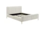 Lisette Cream King Velvet Upholstered Platform Bed - Side
