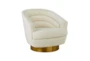 York Cream Velvet Swivel Accent Arm Chair - Side