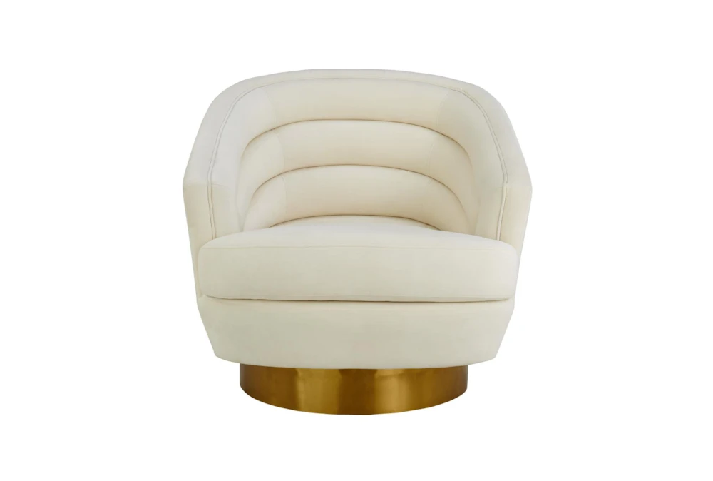 York Cream Velvet Swivel Accent Arm Chair