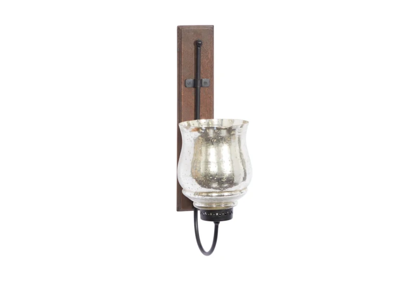 21" Brown Mango Wood Wall Sconce - 360