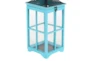 Turquoise Wood Lantern Set Of 2 - Detail
