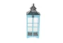 Turquoise Wood Lantern Set Of 2 - Front