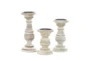 White Wood Candle Holder Set Of 3 - Material