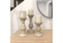 White Wood Candle Holder Set Of 3 - Room