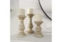 White Wood Candle Holder Set Of 3 - Room