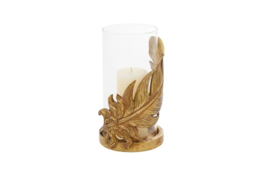 10" Gold Glass Candle Holder