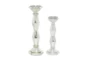 Silver Glass Candle Holder Set Of 2 - Back