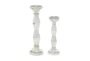 Silver Glass Candle Holder Set Of 2 - Front