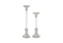 Silver Aluminum Candle Holder Set Of 2 - Front