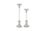 Silver Aluminum Candle Holder Set Of 2 - Front