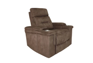 Jagger Brown Power Recliner With Power Headrest, Cupholders, Storage & USB