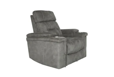 Jagger Grey Power Recliner With Power Headrest, Cupholders, Storage & USB