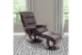 Dalbert Brown Leather Manual Reclining Swivel Arm Chair and Ottoman - Signature