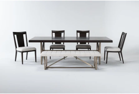 Palladium Dining With Bench & 4 Back Side Chairs Set For 6
