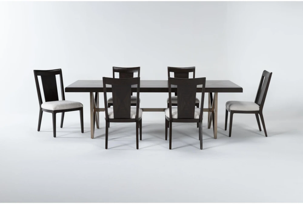 Palladium 96" Dining With Back Side Chairs Set For 6