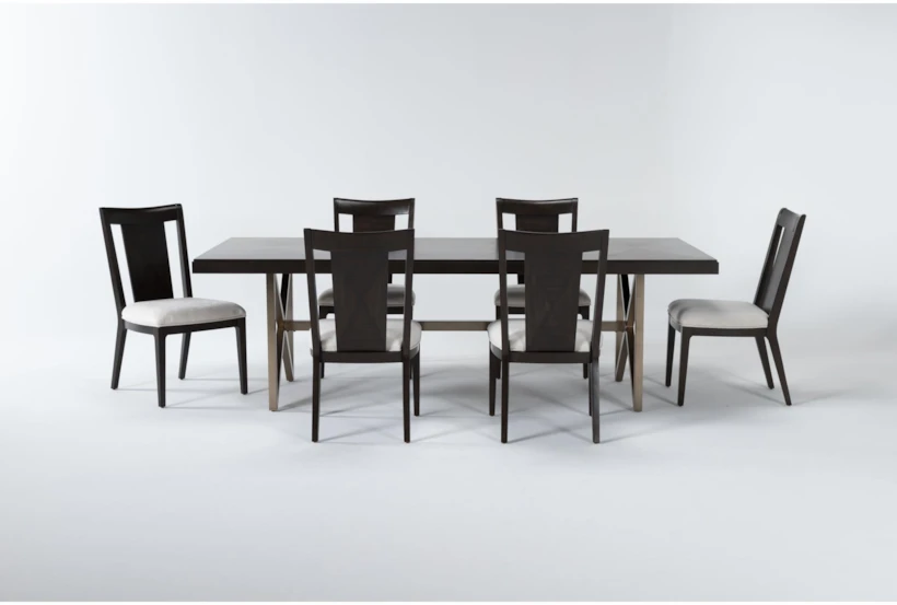 Palladium 96" Dining With Back Side Chairs Set For 6 - 360