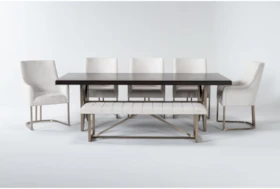 Palladium Dining With Bench & 5 Armchairs Set For 8