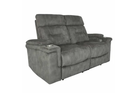 Jagger Grey 65" Power Reclining Loveseat with Power Headrest, Cupholders & USB