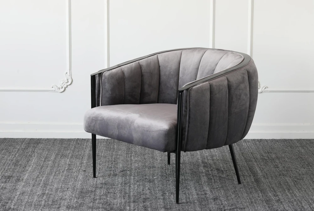 Grey Velvet + Metal Frame Accent Chair