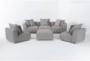 Cisco Grey 120" 6 Piece Modular U-Shaped Sectional with 3 Armless Chairs & Ottoman - Side