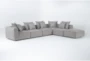 Cisco Grey 120" 6 Piece Modular U-Shaped Sectional with 3 Armless Chairs & Ottoman - Side