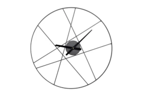 24X24 Inch Black Metal Lines Round Wall Clock
