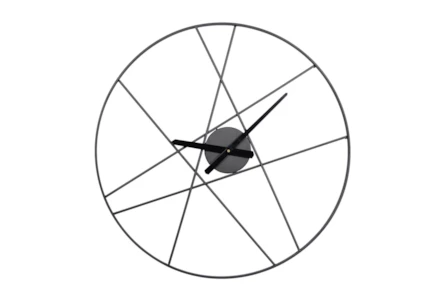 24X24 Inch Black Metal Lines Round Wall Clock - Main