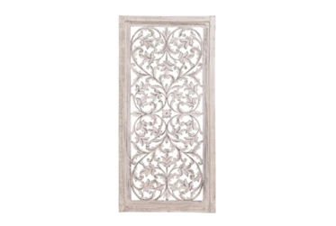 24X51 Inch Cream Wood Floral Vine Wall Panel