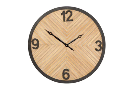 25X25 Inch Metal + Wood Textured Round Wall Clock - Main