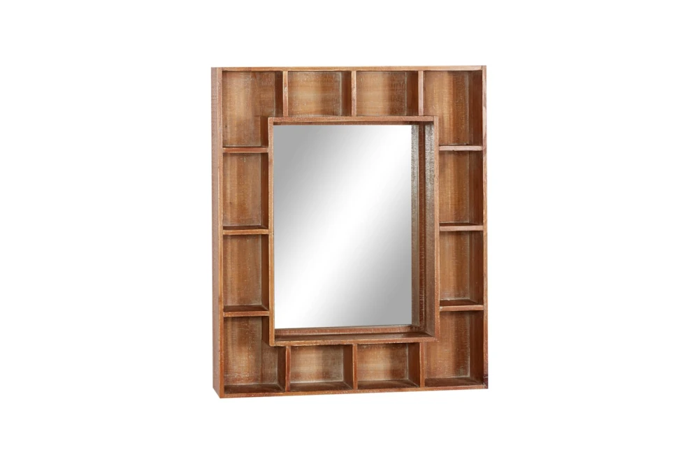 24X29 Inch Wood Cubbie Wall Mirror
