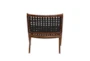 Brown Leather Basketweave Folding Accent Chair - Back