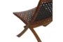 Brown Leather Basketweave Folding Accent Chair - Detail