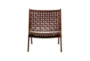 Brown Leather Basketweave Folding Accent Chair - Front