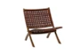 Brown Leather Basketweave Folding Accent Chair - Signature