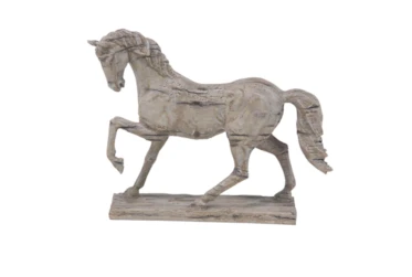18 Inch Beige Polystone Horse Sculpture