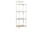71" White + Brown Antiqued Wood 4 Tier Shelf - Signature