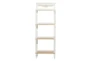 58 Inch White + Brown Antiqued Wood 4 Tier Shelf - Front