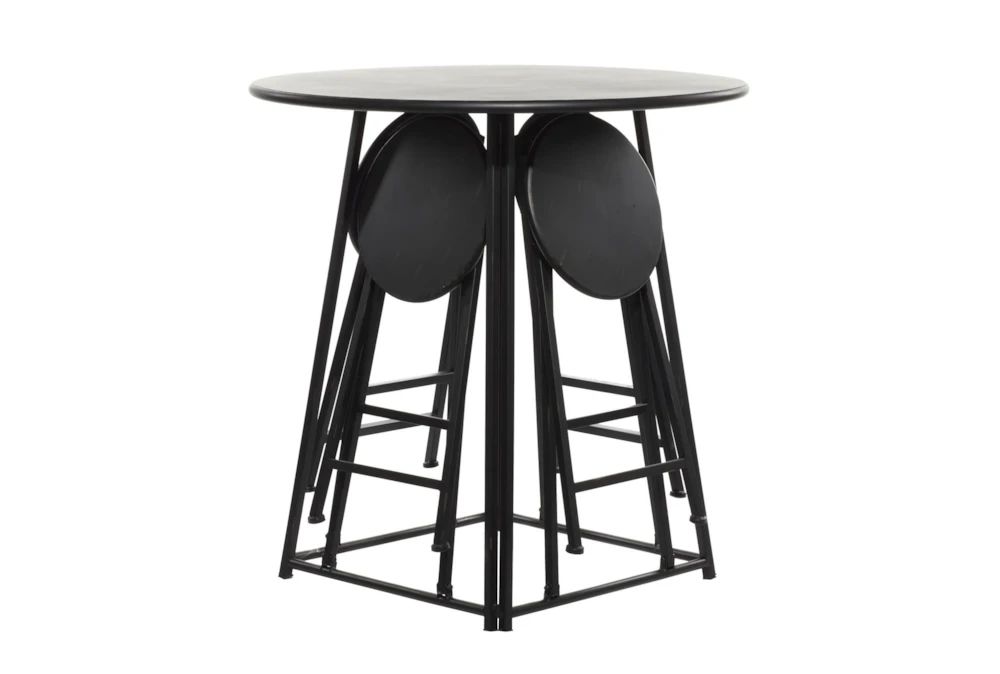 36 Inch Metal Counter Table With 4 Fold Out Stools