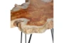 Brown Teak Wood Slice Accent Table Set Of 2 - Detail