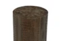 18 Inch Brown Textured Teak Wood Round Stool - Detail