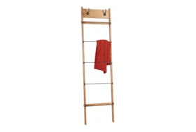 76 Inch Metal + Wood Blanket Ladder With Hooks